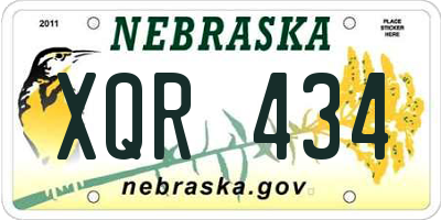 NE license plate XQR434