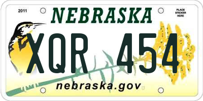 NE license plate XQR454