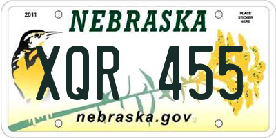 NE license plate XQR455