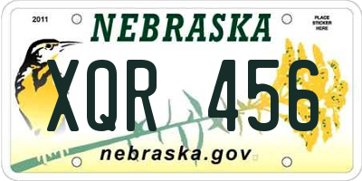 NE license plate XQR456