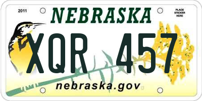 NE license plate XQR457