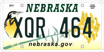 NE license plate XQR464