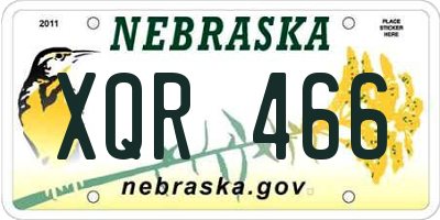 NE license plate XQR466