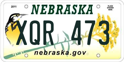 NE license plate XQR473