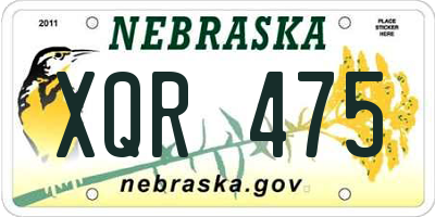 NE license plate XQR475