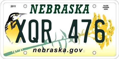 NE license plate XQR476