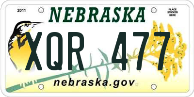 NE license plate XQR477