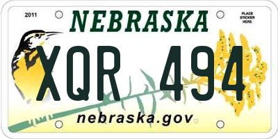 NE license plate XQR494