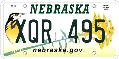 NE license plate XQR495