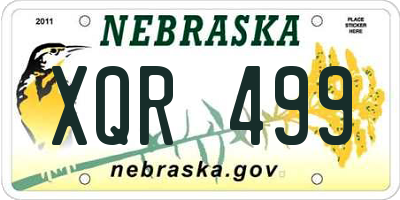 NE license plate XQR499