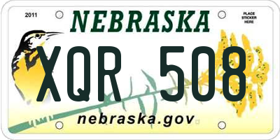 NE license plate XQR508
