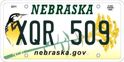 NE license plate XQR509