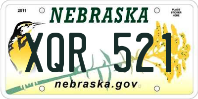 NE license plate XQR521