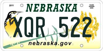NE license plate XQR522
