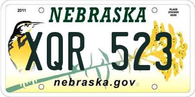 NE license plate XQR523
