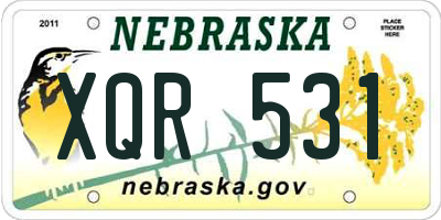 NE license plate XQR531