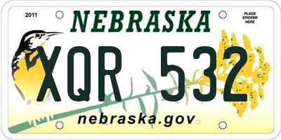 NE license plate XQR532