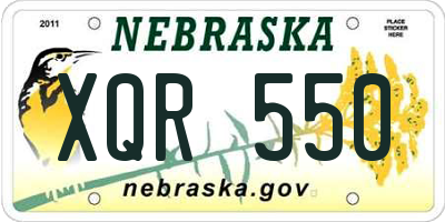 NE license plate XQR550