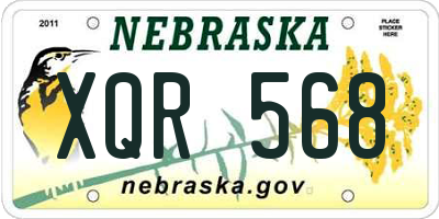 NE license plate XQR568