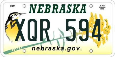 NE license plate XQR594