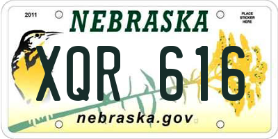 NE license plate XQR616