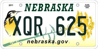 NE license plate XQR625