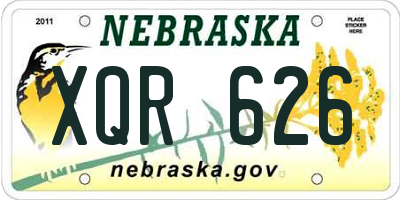 NE license plate XQR626