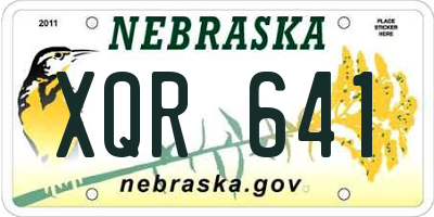 NE license plate XQR641