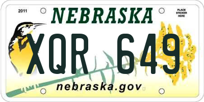 NE license plate XQR649