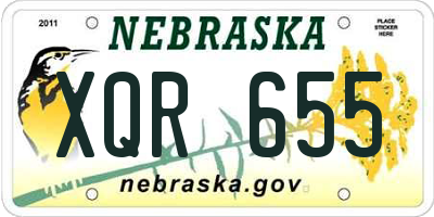NE license plate XQR655