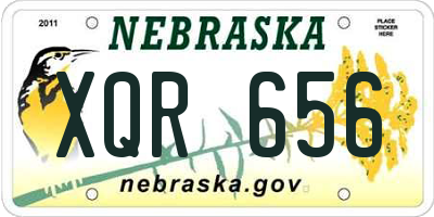 NE license plate XQR656