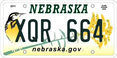 NE license plate XQR664