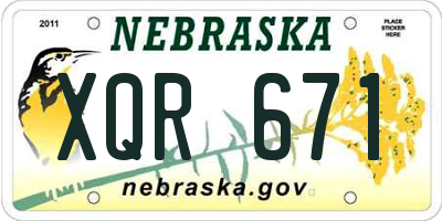 NE license plate XQR671