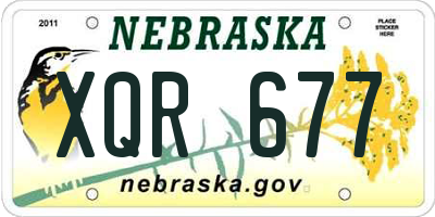 NE license plate XQR677