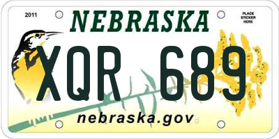 NE license plate XQR689