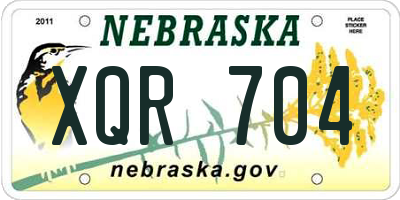 NE license plate XQR704