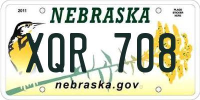 NE license plate XQR708