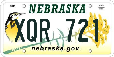 NE license plate XQR721