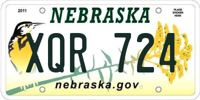 NE license plate XQR724