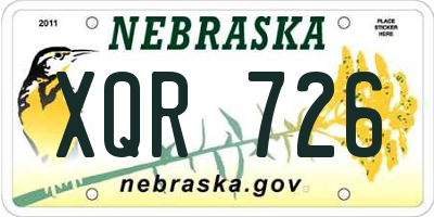 NE license plate XQR726