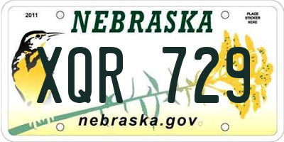 NE license plate XQR729