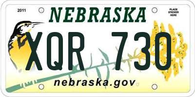 NE license plate XQR730
