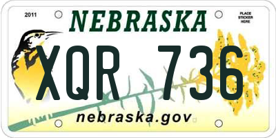 NE license plate XQR736