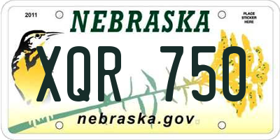 NE license plate XQR750