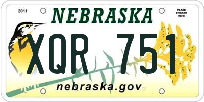 NE license plate XQR751