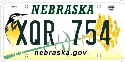 NE license plate XQR754