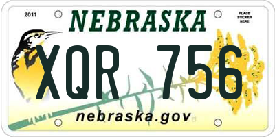 NE license plate XQR756