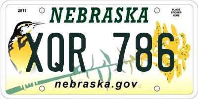 NE license plate XQR786