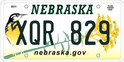 NE license plate XQR829
