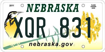 NE license plate XQR831